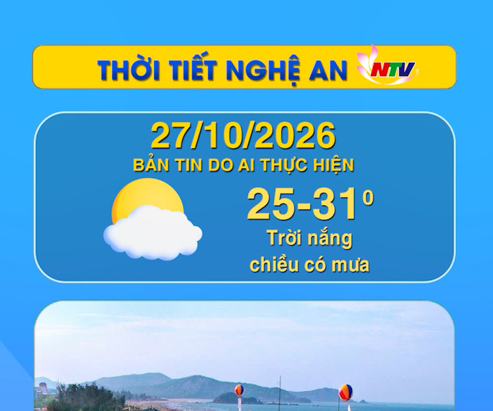 Thời tiết Nghệ An hôm nay 27/10/2026